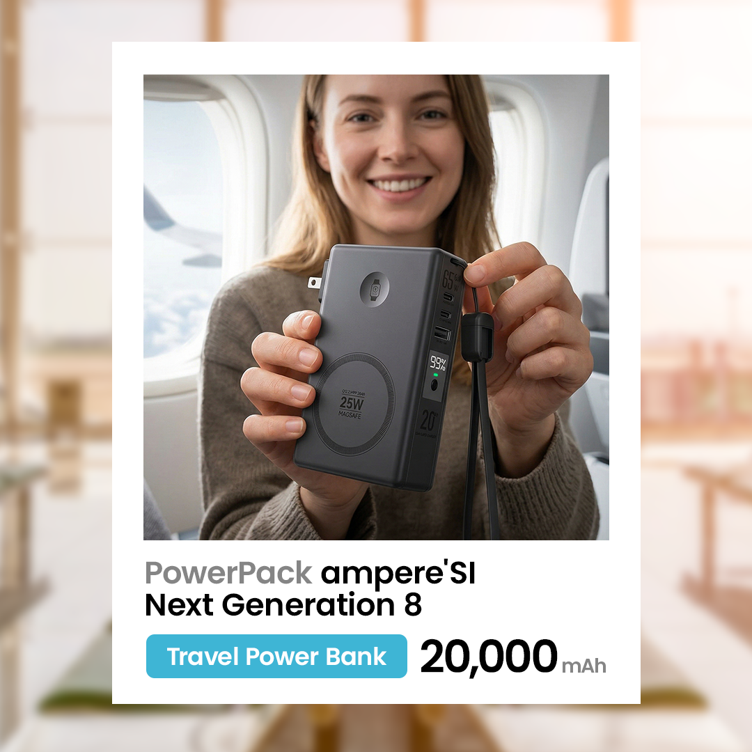 PowerPack ampere'SI Next Generation 8 - Travel Power Bank 20,000mAh